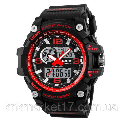 Тактичний багатофункціональний годинник Patriot 012RD Black-Red, фото 1