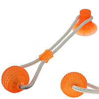 Игрушка для собак Мяч на веревке с присоской Perfect Power (Оранжевый) Игрушка для домашних животных