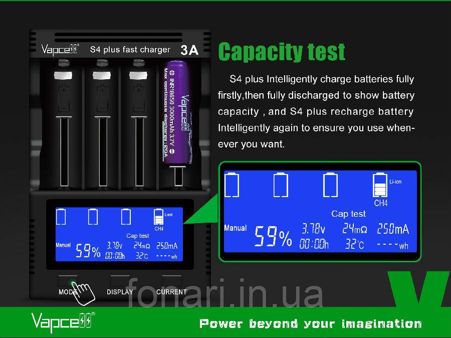 Vapcell S4 plus V2.0 Зарядное устройство для Li-ion/Ni-Mh/Ni-Cd - фото 7 - id-p439844152