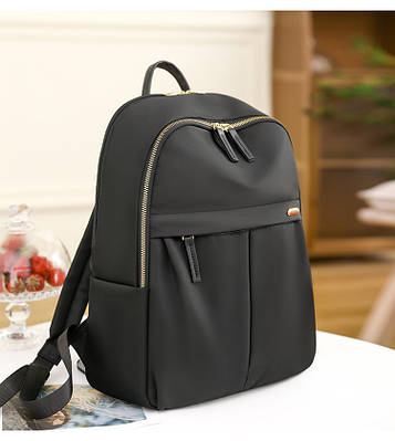 Жіночий нейлоновий рюкзак багато відділень 38х28х12 см Чорний