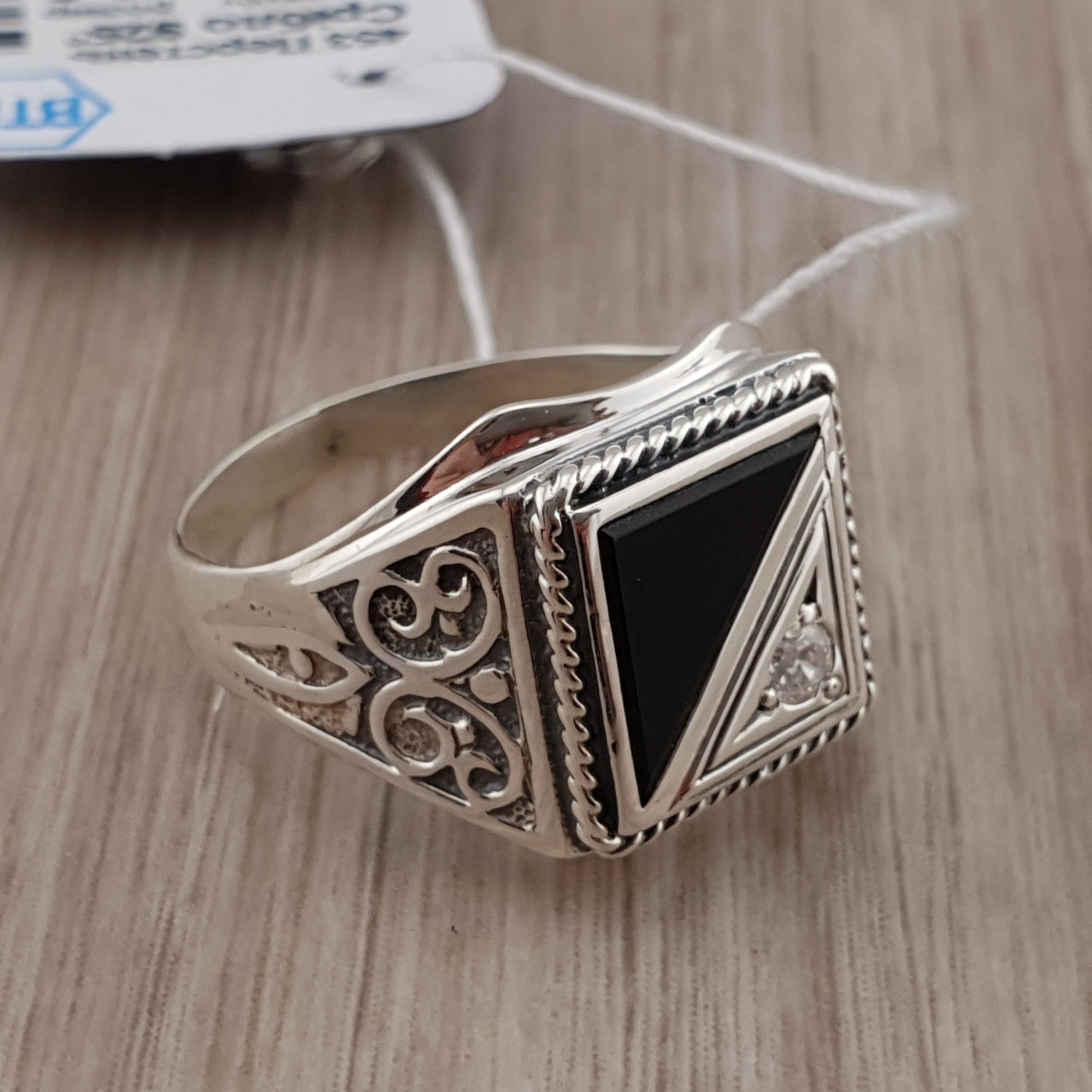 Печатка зі срібла 925 проби. Чоловічий срібний перстень. 453/21.5 розмір, фото 1