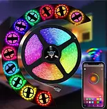 Яскрава світлодіодна стрічка RGB 5 м із Bluetooth 5050 RGB | Стрічка RGB багатобарвна з дистанційним керуванням, фото 2