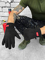 Тактические перчатки флисовые двойные черные Classic, черные флисовые перчатки зимние