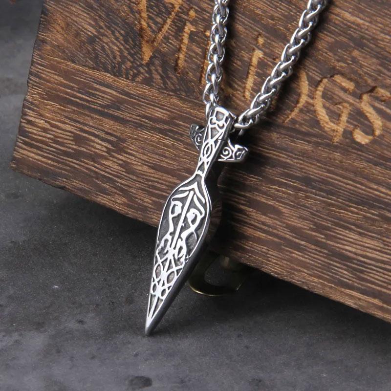 Чоловічий кулон підвіска з ланцюжком VIKING SPEAR на шию з медичної сталі під срібло з Копієм