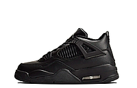 Кроссовки мужские зимние Nike Air Jordan 4 черные, Найк Джордан Ретро 4 кожаные с мехом внутри. код TD-9845