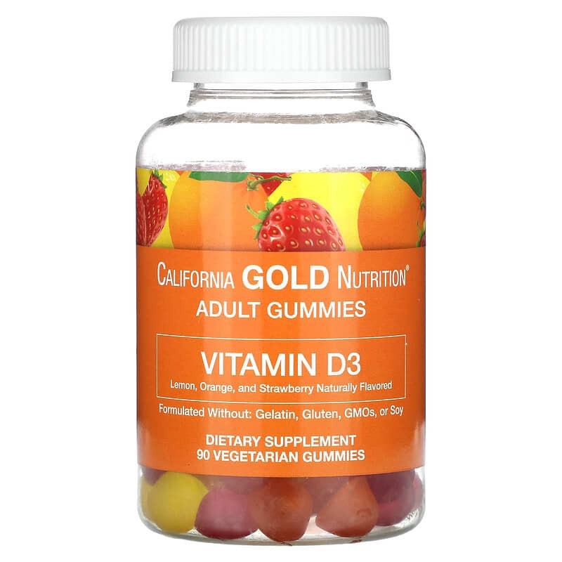Вітамін D3 для дітей California GOLD Nutrition, Gummies "Vitamin D3" зі смаком фруктів, 1000 МО (90 цукерок)