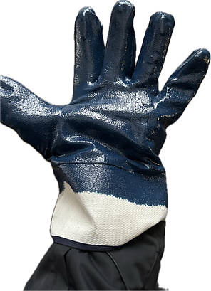 Олія-бензо стійкі рукавички (МБС) з нітриловим покриттям твердий манжет, фото 2