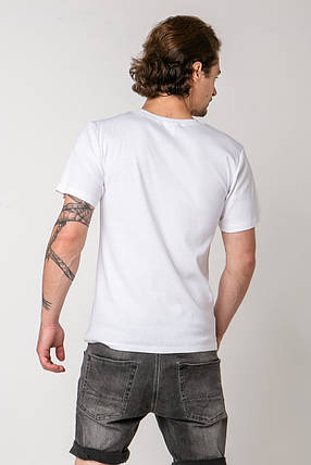 Чоловіча бавовняна футболка з закритим горлом батальна великі розміри Nicoletta 0116 Білий, фото 2