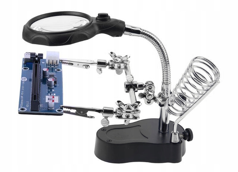 Держатель третья рука + лупа + подсветка + держатель для паяльника Bigstren 1912 Польша 09049