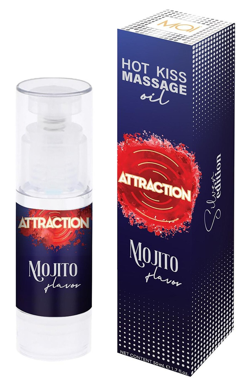 Веганська їстівна масажна олія зі зігрівальним ефектом і з ароматом мохіто Mai - Attraction Hot Kiss Massage Oil Mojito flavor, 50