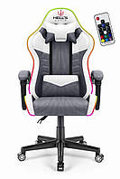 Компьютерное кресло Hell's Chair HC-1004 White-Grey LED (тканина)