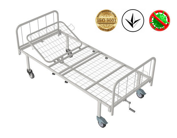 Ліжко медичне функціональне АТОН КФ-2-МП-БМ-К125 з металевими бильцями і колесами 125 мм