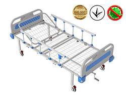 Ліжко медичне функціональне АТОН КФ-2-МП-БП-ОП-К125 з пластиковими бильця, огорожами і колесами