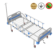 Ліжко медичне функціональне АТОН КФ-2-МП-БП-ОП-Ш-К75 з пластиковими бильця, огорожами, штативом і, фото 2