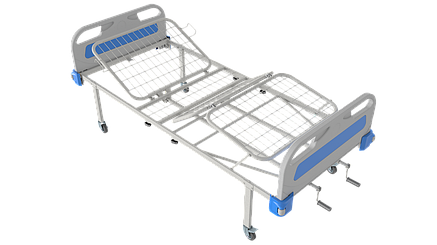 Ліжко медичне функціональне АТОН КФ-4-МП-БП-К75 з пластиковими бильцями і колесами 75 мм, фото 2