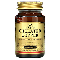 Solgar chelated copper 2,5 mg, хелатная медь 2,5 мг 100 таблеток