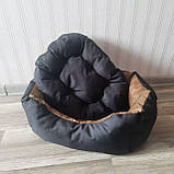 Лежак, Спальне місце  для котів та собак з бортиком S  Чорний + койот, фото 3