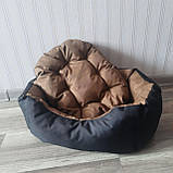 Лежак, Спальне місце  для котів та собак з бортиком S  Чорний + койот, фото 4