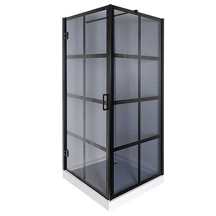 Душова кабіна VIVIA DORA B clear 90x90x202 см з низьким піддоном чорна тоноване скло, фото 1