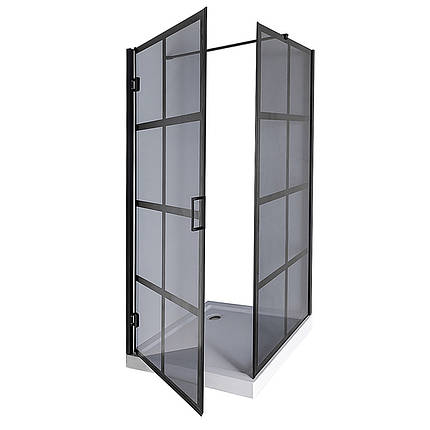 Душова кабіна VIVIA DORA B clear 90x90x202 см з низьким піддоном чорна тоноване скло, фото 3