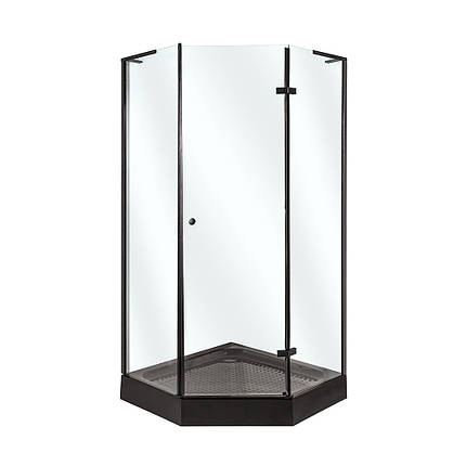 Душова кабіна VIVIA Romilda 100x100x210 см з низьким піддоном чорна скло прозоре розпашні двері, фото 3