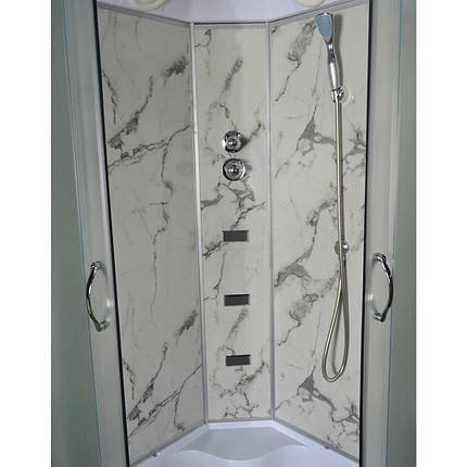 Душовий бокс Vivia TKF100 Білий мармур WG 100x100x215 см з глибоким піддоном сатин з гідромасажем, фото 3