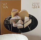 Тортівниця VIVA Marble Black S3012/2-Z306 30см скляна що обертається чорна, фото 4