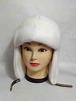 Женская зимняя шапочка ушанка, ушанка ангорка на флисе