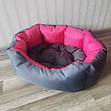 Лежак, Спальне місце  для котів та собак з бортиком M Сірий з рожевим, фото 4