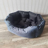 Лежак, Спальне місце  для котів та собак з бортиком S Сірий з чорним, фото 2