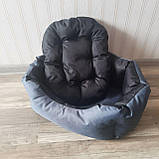 Лежак, Спальне місце  для котів та собак з бортиком M Сірий з чорним, фото 3