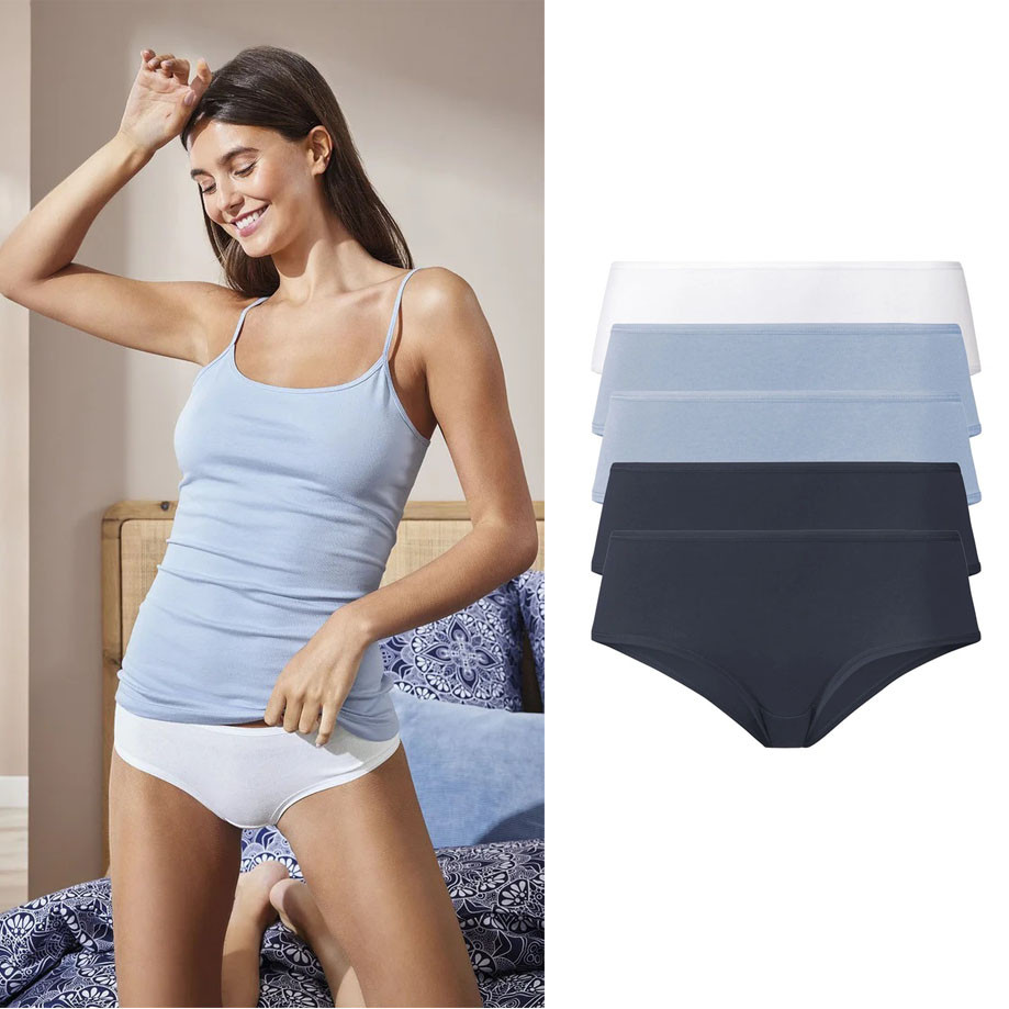 Комплект жіночих трусиків із 5 штук, розмір M/L, колір синій, блакитний, білий