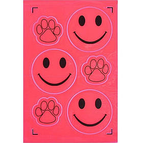 Наклейка світловідбивна "Смайл лапа" Bambi 132-CIT 6 штуки рожеві, Toyman