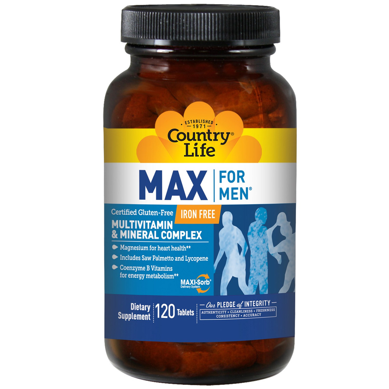 Мультивітамінний і мінеральний комплекс, без заліза Max for Men (120 табл.) Country Life