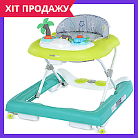 Детские ходунки Bambi музыкальные с силиконовыми колесами ME 1103 PARADISE Tropical Green зеленый