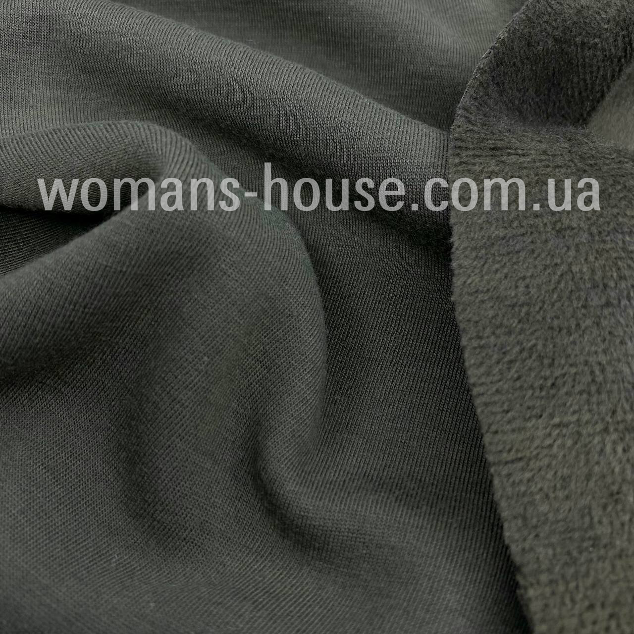 Трикотаж на хутрі 160 см 450 г/м2 DCSF-1 Хакі темний, фото 1