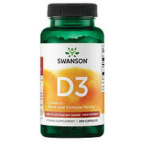 Витамины и минералы Swanson Vitamin D3 1000 IU High Potency, 250 капсул