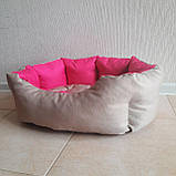 Лежак, Спальне місце  для котів та собак з бортиком S Беж з рожевим, фото 2