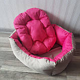 Лежак, Спальне місце  для котів та собак з бортиком S Беж з рожевим, фото 5