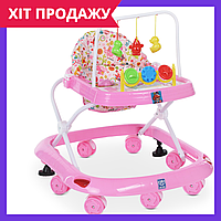 Детские ходунки Bambi музыкальные с силиконовыми колесами M 0541C-6 розовый