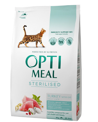 Сухий корм Optimeal sterilised (Оптимил) для стерилизованых кішок (ІНДИЧКА) 10 кг