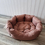Лежак, Спальне місце  для котів та собак з бортиком S Мокко, фото 2