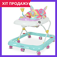 Детские ходунки Bambi музыкальные с силиконовыми колесами ME 1088 Unicorn розовый