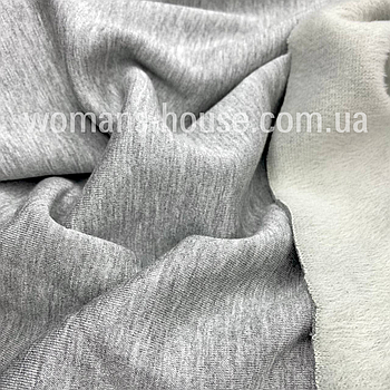 Трикотаж на хутрі 160 см 450 г/м2 DTMO-3 Світло сірий меланж на сірому хутрі