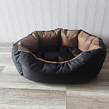 Лежак, Спальне місце  для котів та собак з бортиком M Чорний + койот, фото 2