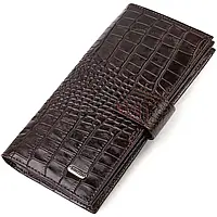 Мужской кошелек купюрник на много карточек из фактурной кожи под крокодила Canpellini