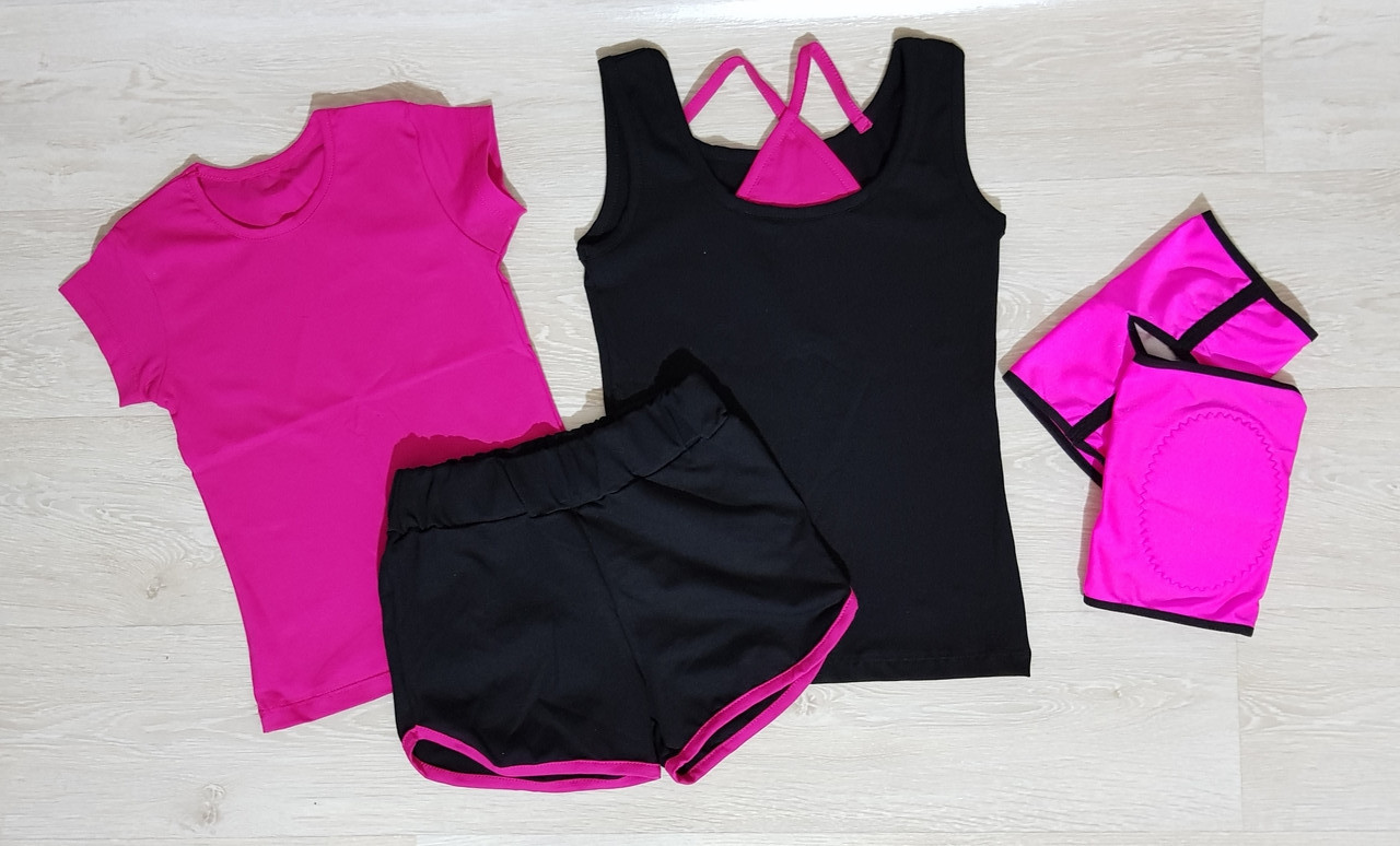 Комплект спортивный гимнастический розовый 4-ка на девочку - фото 1 - id-p2026698630