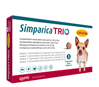 Simparica Trio таблетки від бліх, кліщів та гельмінтів для собак вагою від 1,3 до 2,5 кг 1 таб.