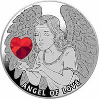 Серебряная памятная монета "Ангел любви" с кристаллом Swarovski 17,5 грамм