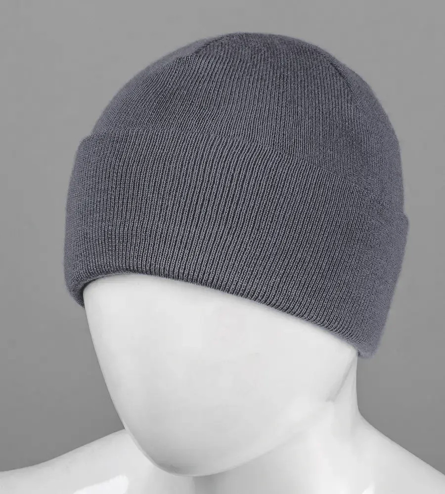 Шапка чоловіча з відворотом повний фліс (Ded22), Графіт, фото 1